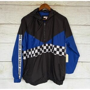 Stella Tweed Jacket Womens Size 1X Black Blue Windbreaker Lightweight Coat New